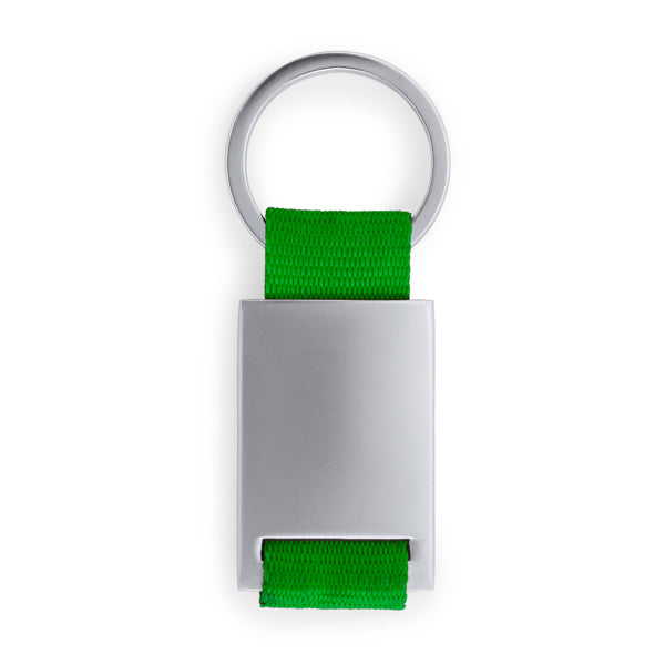 Stamina Mineral metal and polyester keyring in fern green, ready for logo printing
