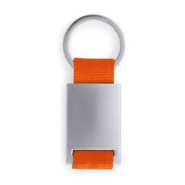 Stamina Mineral metal and polyester keyring in orange, ready for logo printing