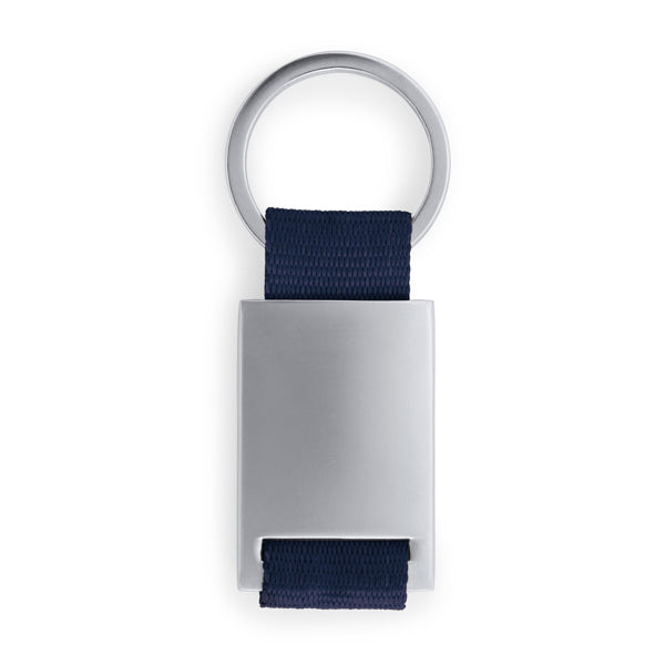 Stamina Mineral metal and polyester keyring in navy blue, ready for logo printing
