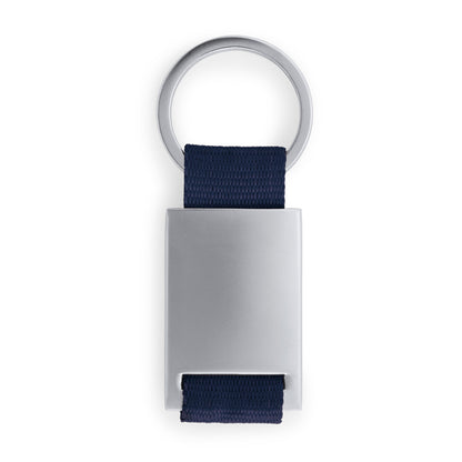 Stamina Mineral metal and polyester keyring in navy blue, ready for logo printing