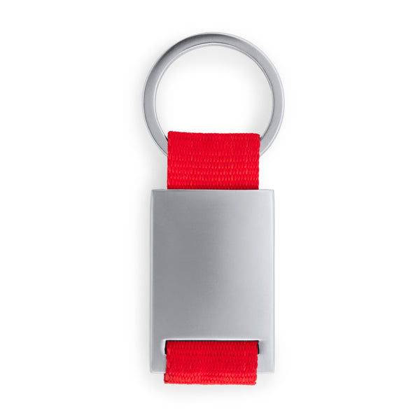 Stamina Mineral metal and polyester keyring in red, ready for logo printing