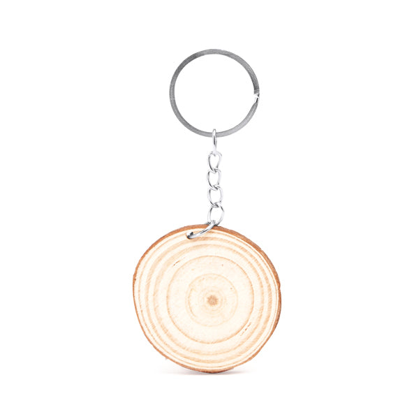 Stamina Budan wood and metal keyring in round, ready for laser engraving