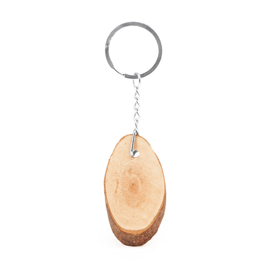 Stamina Budan wood and metal keyring in oval, ready for laser engraving