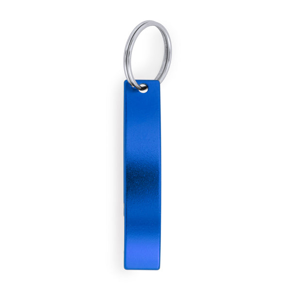 Stamina Sparkling aluminium opener keyring in royal blue, ready for laser engraving