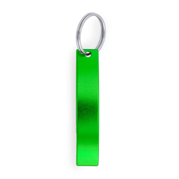Stamina Sparkling aluminium opener keyring in fern green, ready for laser engraving