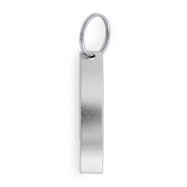 Stamina Sparkling aluminium opener keyring in silver, ready for laser engraving