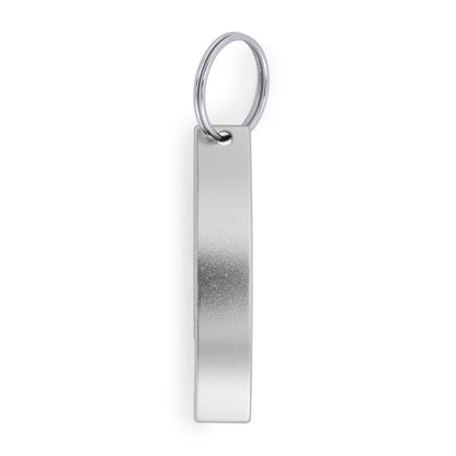 Stamina Sparkling aluminium opener keyring in silver, ready for laser engraving