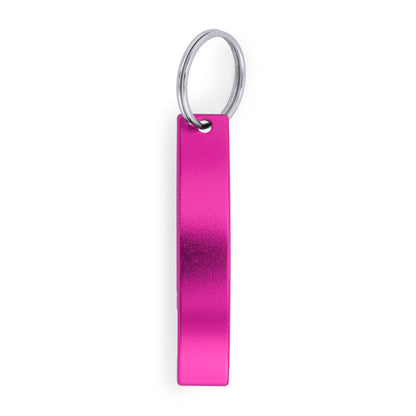 Stamina Sparkling aluminium opener keyring in fuchsia, ready for laser engraving