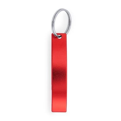 Stamina Sparkling aluminium opener keyring in red, ready for laser engraving