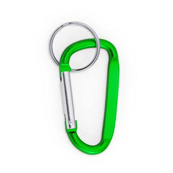 Stamina Pale aluminium carabiner keyring in fern green, ready for laser engraving