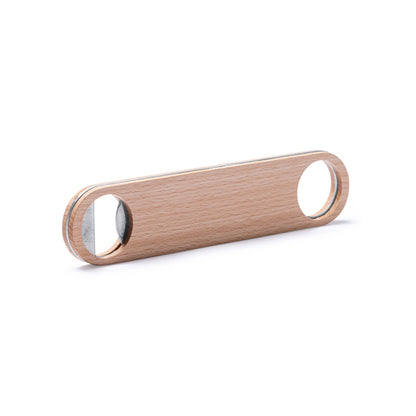 Stamina Shake beech wood and stainless keyring, ready for logo printing