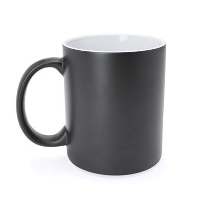 Stamina Okra magic ceramic mug 350 ml in black, ready for logo printing