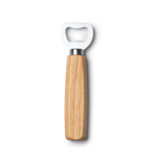 Stamina Roden stainless steel and wood bottle opener in beige, ready for logo printing