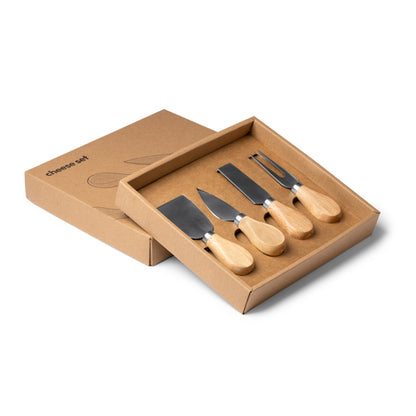 Stamina Edam wood and stainless steel cheese set, ready for laser engraving
