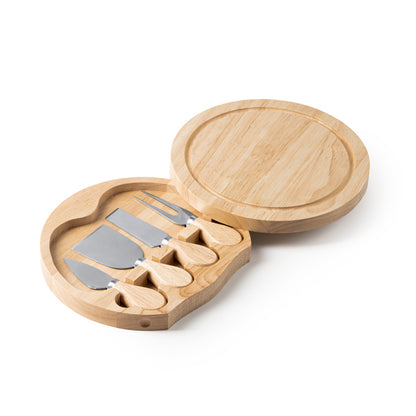 Stamina Comte wood and stainless steel cheese set, ready for laser engraving