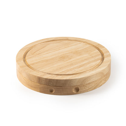 Stamina Comte wood and stainless steel cheese set in beige, ready for laser engraving