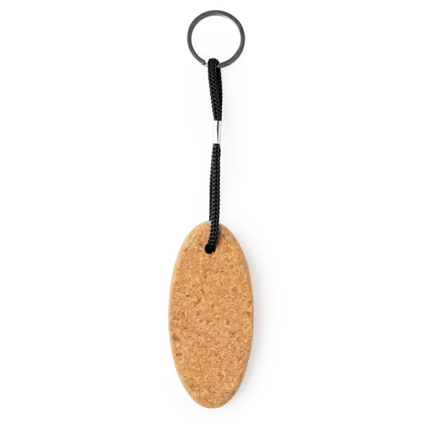 Stamina Yate cork keyring in black, ready for laser engraving