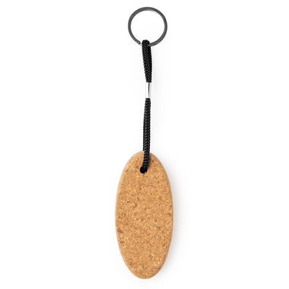 Stamina Yate cork keyring in black, ready for laser engraving
