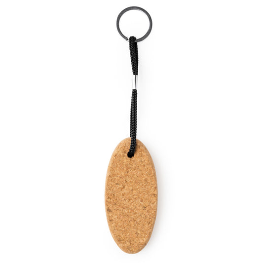 Stamina Yate cork keyring in black, ready for laser engraving