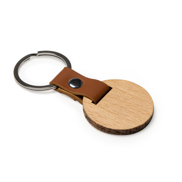 Stamina Marbel natural wood and PU keyring, ready for laser engraving