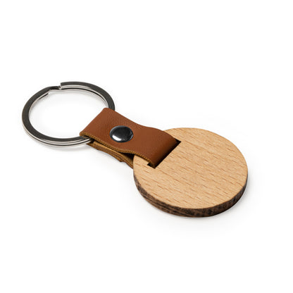 Stamina Marbel natural wood and PU keyring, ready for laser engraving