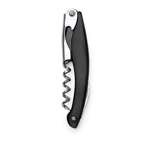 Stamina Garnac classic stainless steel corkscrew in black, ready for logo printing