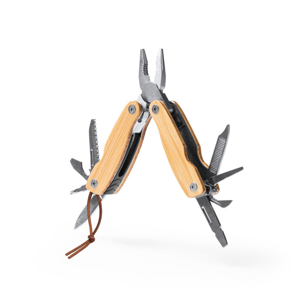 Stamina Murdok stainless steel and bamboo multi-tool, ready for laser engraving