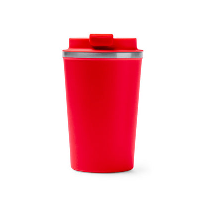 Stamina Okele double-walled stainless steel thermal cup in red, ready for laser engraving