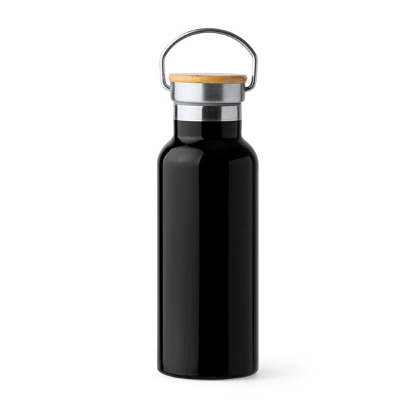 Stamina Tiset stainless steel double wall vacuum flask in black, ready for laser engraving