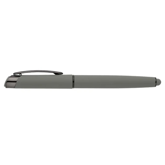 Forma Recycled Aluminium Monochrome Gel Pen promotional pen in gunmetal laser engraved with your company logo