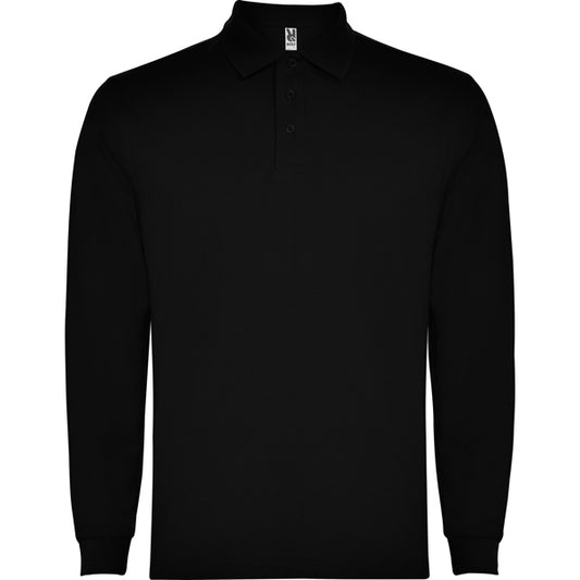 Roly Carpe men's long-sleeve polo shirt in black, ready for logo printing or embroidery