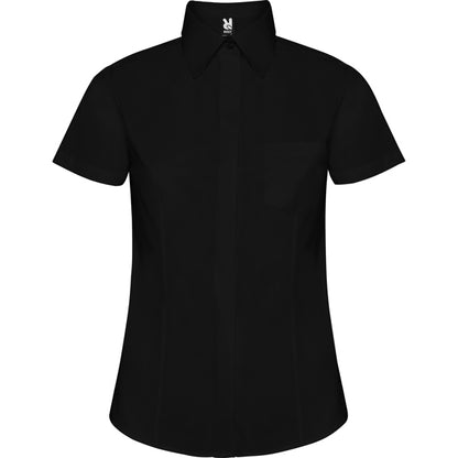 Roly WRK Sofia women's shirt in black, ready for logo printing or embroidery
