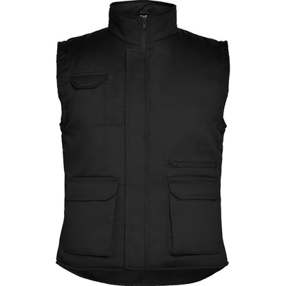 Roly WRK Almanzor men's gilet in black, ready for logo printing or embroidery