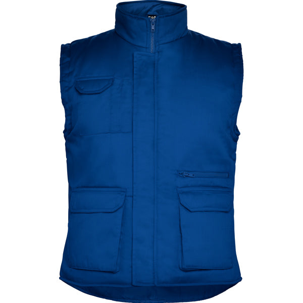 Roly WRK Almanzor men's gilet in royal blue, ready for logo printing or embroidery
