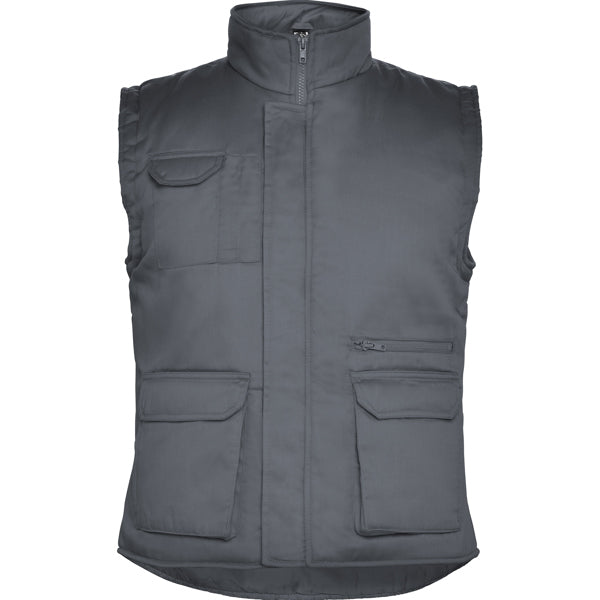 Roly WRK Almanzor men's gilet in lead, ready for logo printing or embroidery
