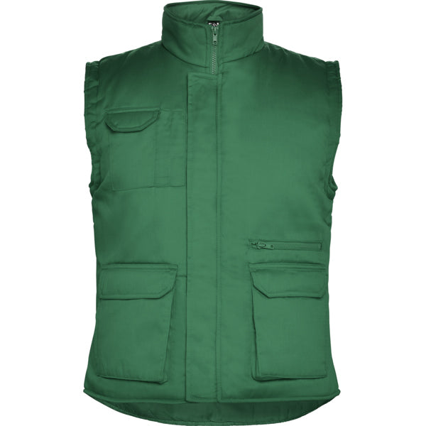 Roly WRK Almanzor men's gilet in bottle green, ready for logo printing or embroidery