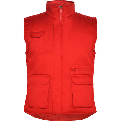 Roly WRK Almanzor men's gilet in red, ready for logo printing or embroidery