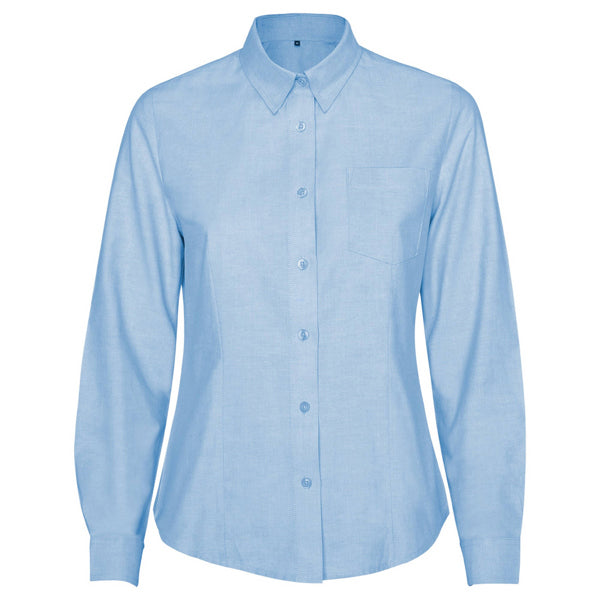 Roly WRK Oxford Woman women's shirt in sky blue, ready for logo printing or embroidery