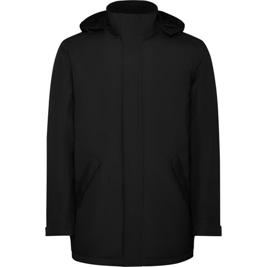 Roly America men's parka in black, ready for logo printing or embroidery