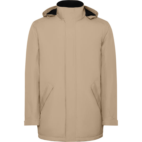 Roly America men's parka in dark sand, ready for logo printing or embroidery