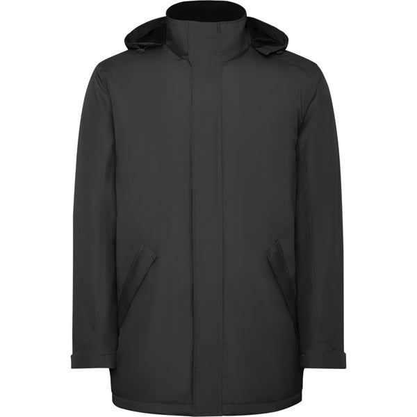 Roly America men's parka in dark lead, ready for logo printing or embroidery
