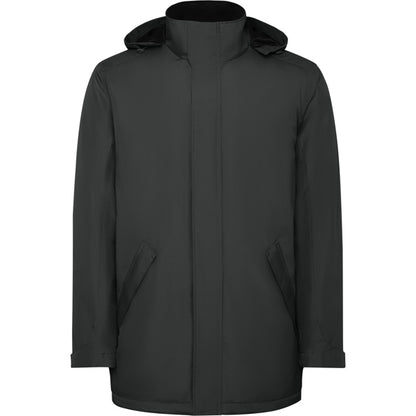 Roly America men's parka in dark lead, ready for logo printing or embroidery