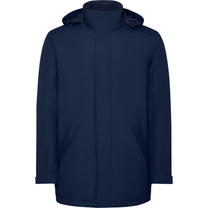 Roly America men's parka in navy blue, ready for logo printing or embroidery