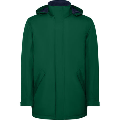 Roly America men's parka in bottle green, ready for logo printing or embroidery