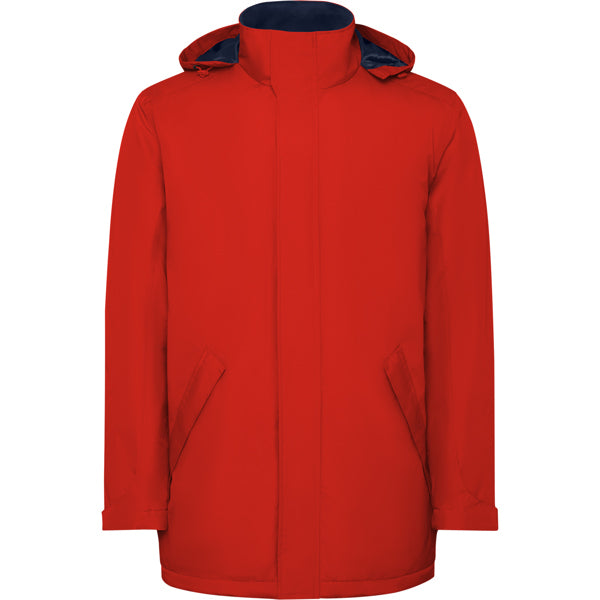 Roly America men's parka in red, ready for logo printing or embroidery