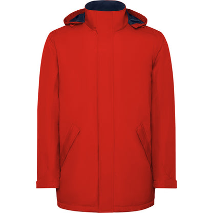 Roly America men's parka in red, ready for logo printing or embroidery