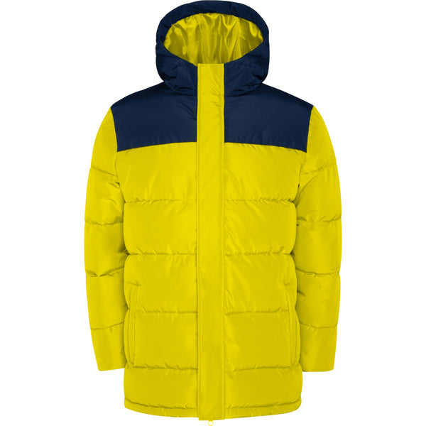 Roly Tallin men's parka in yellow/navy blue, ready for logo printing or embroidery