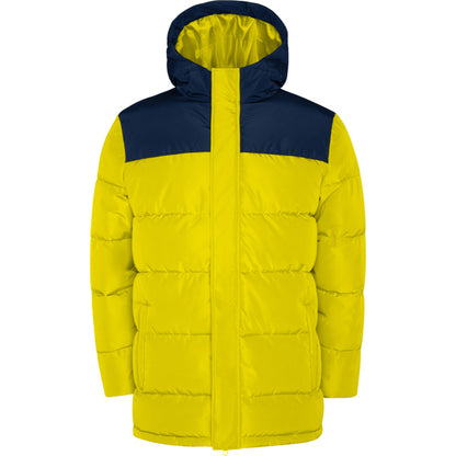 Roly Tallin men's parka in yellow/navy blue, ready for logo printing or embroidery