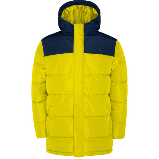 Roly Tallin men's parka in yellow/navy blue, ready for logo printing or embroidery