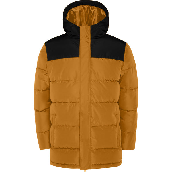 Roly Tallin men's parka in curry yellow/black, ready for logo printing or embroidery